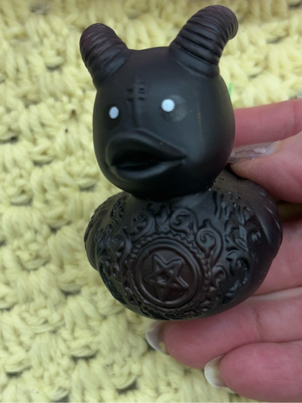 Goth horned black rubber duck-new
